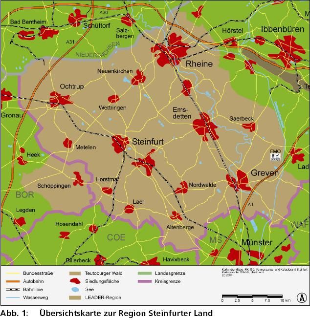 Karte Steinfurter Land Tourismus